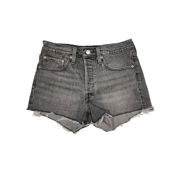 Levi’s 501 High Rise Cutoff Jean Shorts W26 Black Wash - Picture 1 of 11